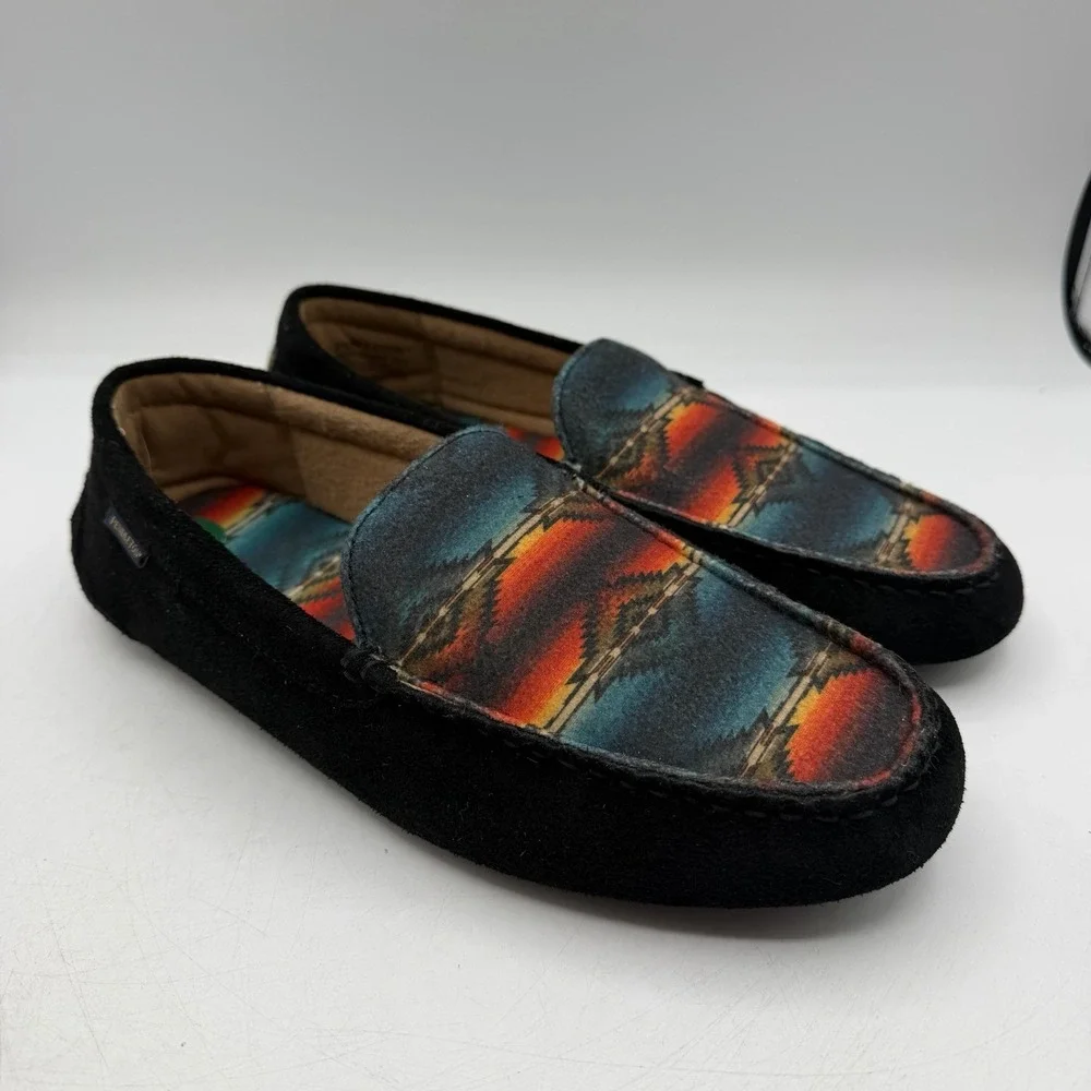 Pendleton Santillo Sunset Slippers Mens‎ 8 Black Aztec Slip On Comfort Moccasins